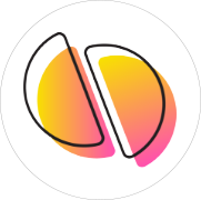 yellow circle cut in half and offset with black offset circular border icon for design