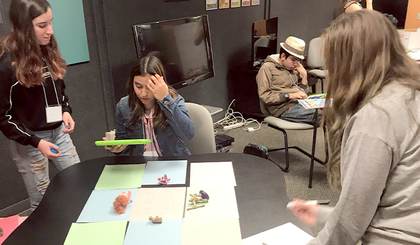 students working on project